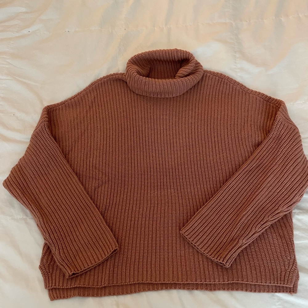 Abercrombie & Fitch Cozy Burnt Orange Turtleneck Knit Sweater